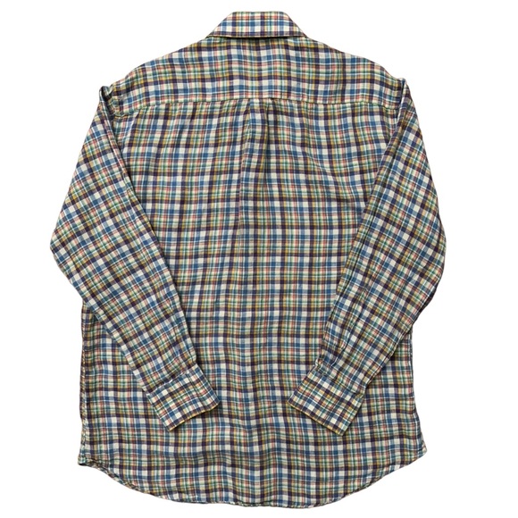 Peter Millar Shirt Mens Size L Long Sleeve Button 100% Linen Plaid Multicolor - Picture 2 of 4